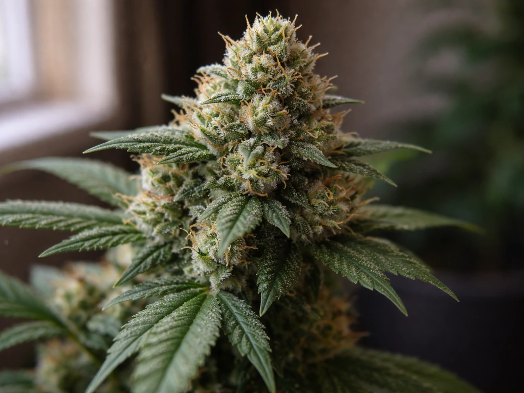 Close-up of dense mid-flowering buds on an indoor plant, calyxes swelling in soft natural light.