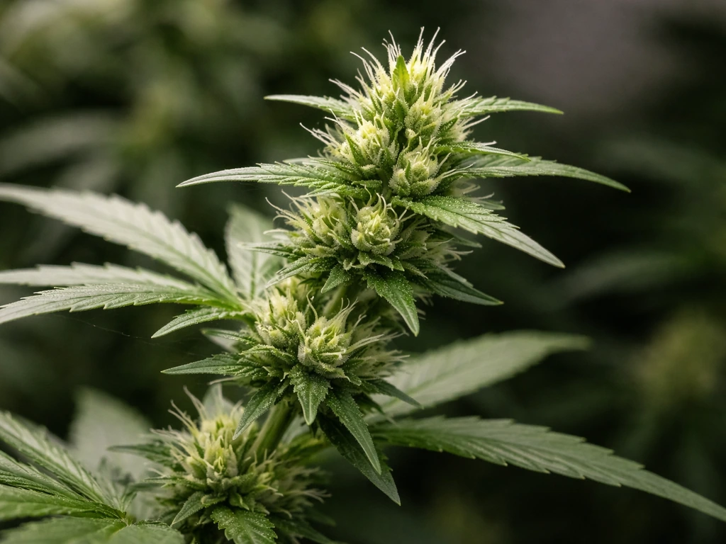 Close-up side view of a flowering bud cluster showing accelerating calyx stacking in mid-flower.