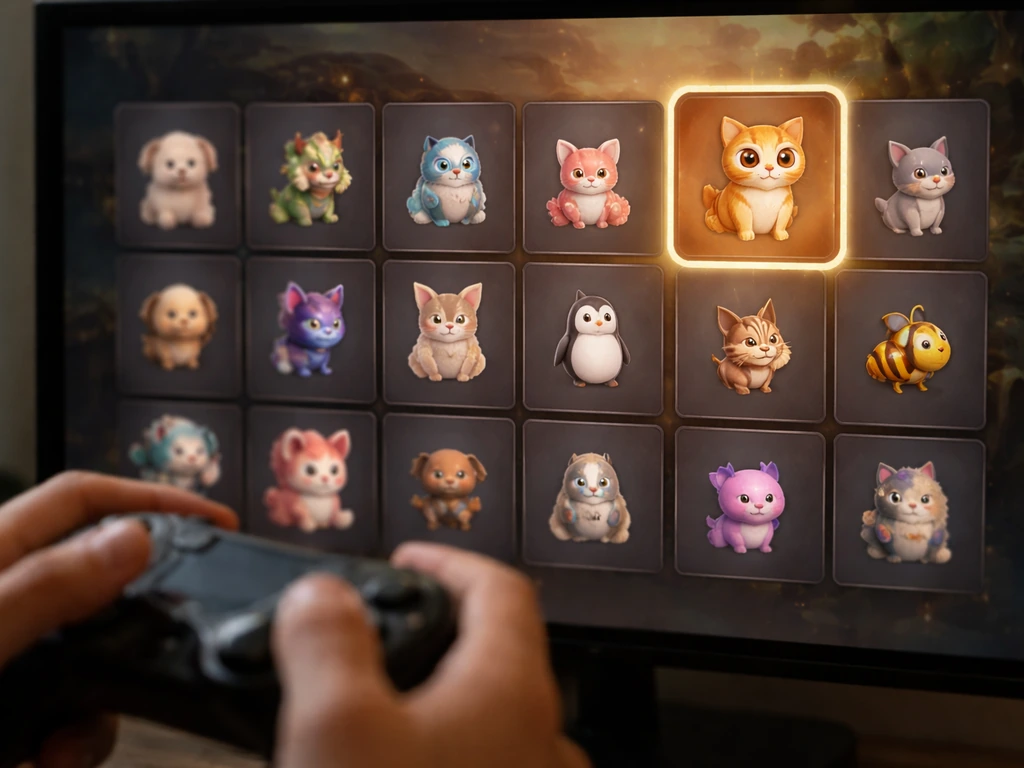Close-up of an in-game pet shop screen showing a pet lineup and an orange tabby appearing in the list