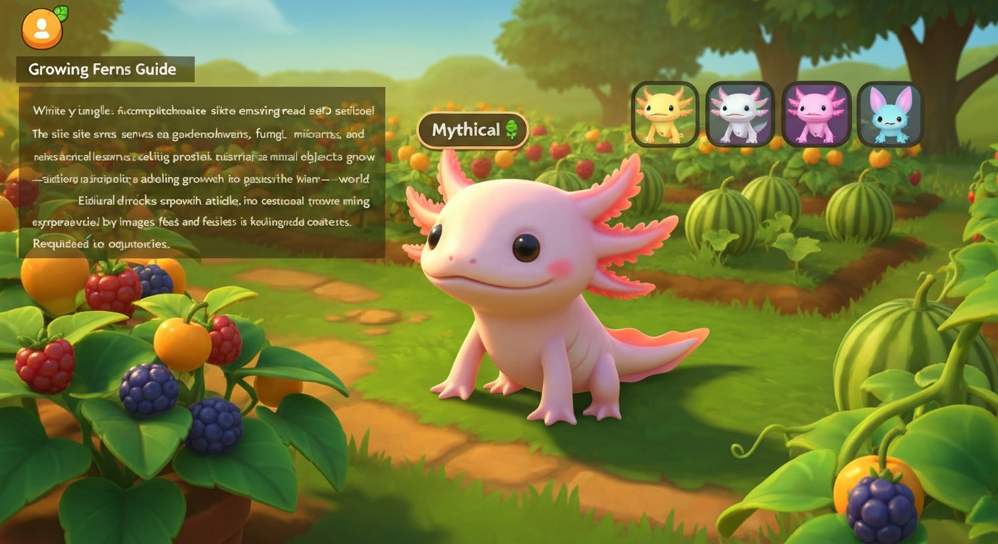 In-game axolotl pet in a summer garden with cosmetic variants.